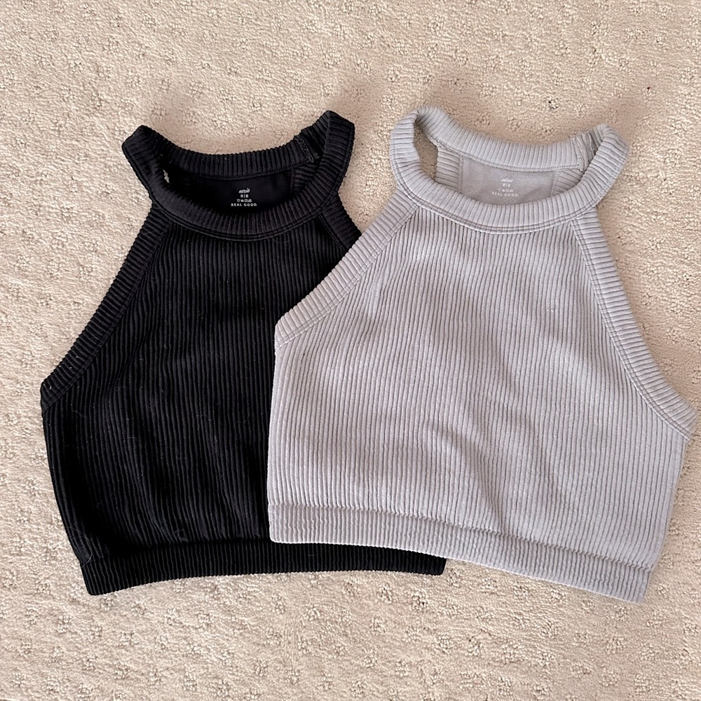 Lot of 2 RIBBED AERIE racerback TANKS